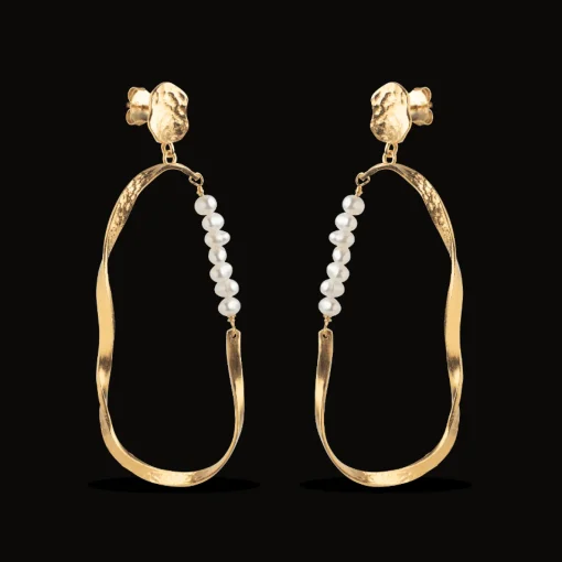 Enamel Aloma Pearl Large Earring I Forgyldt Sølv - E340GM