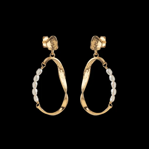 Enamel Aloma Pearl Small Øreringe I Forgyldt Sølv - E339GM