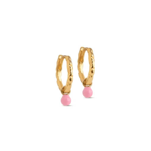 Enamel Belle Forgyldt Hoops - E245GM Light Pink