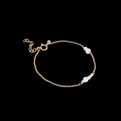 Enamel White and Pearls Forgyldt Armbånd