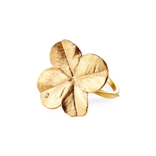 Flora Danica Firkløver Statement Ring - Sølv Forgyldt