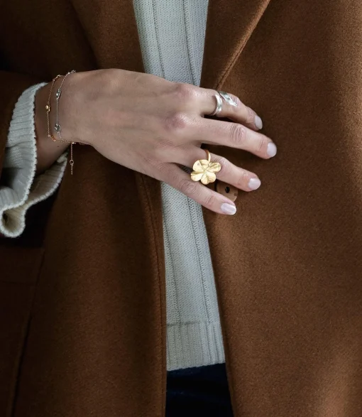 Flora Danica Firkløver Statement Ring - Sølv Forgyldt