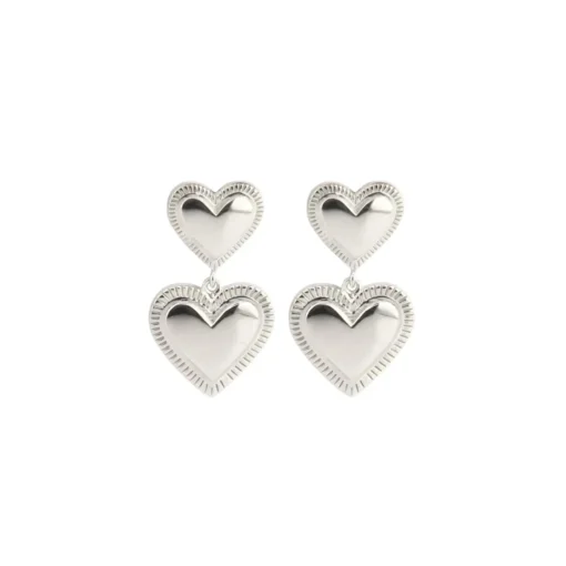 Jeberg Jewellery Rouge Noir Plain Heart Øreringe Sølv
