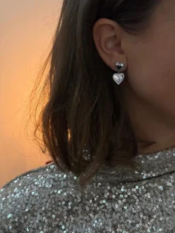 Jeberg Jewellery Rouge Noir Plain Heart Øreringe Sølv