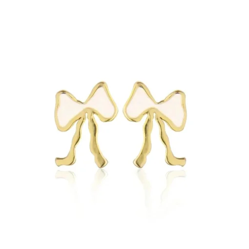 Jeberg Petite Bow White Stud - Sløjfe Ørestikker