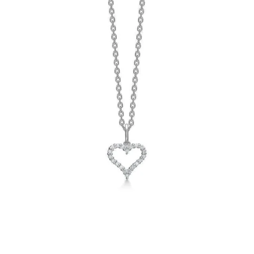 Mads Z 14 kt. hvidguld Tender Heart vedhæng isat 0.12 ct. W.SI