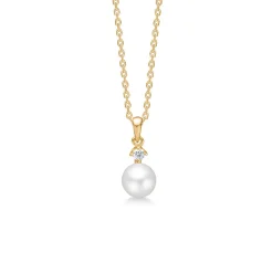 Mads Z 14kt Crown Pearl Vedhæng 0.04ct W.Si