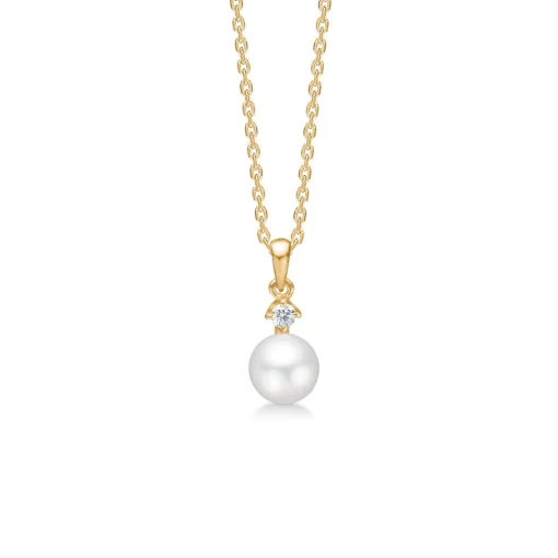 Mads Z 14kt Crown Pearl Vedhæng 0.04ct W.Si