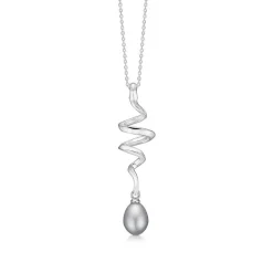 Mads Z Sølv Swirl Pearl Halskæde