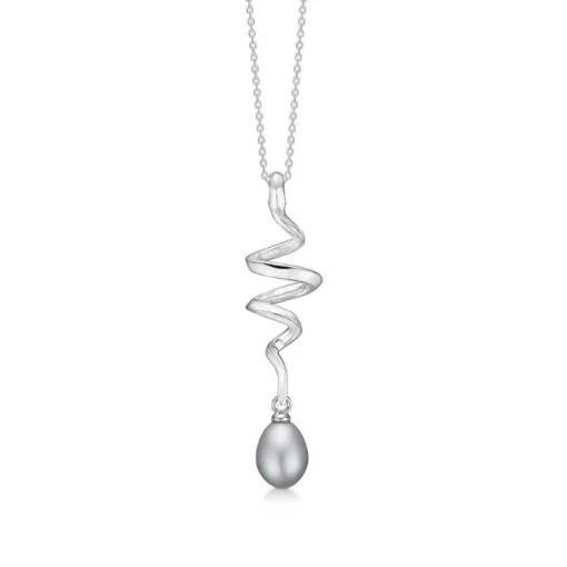 Mads Z Sølv Swirl Pearl Halskæde