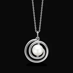 Mads Z Sølv Swirl Pearl Sølv Halskæde