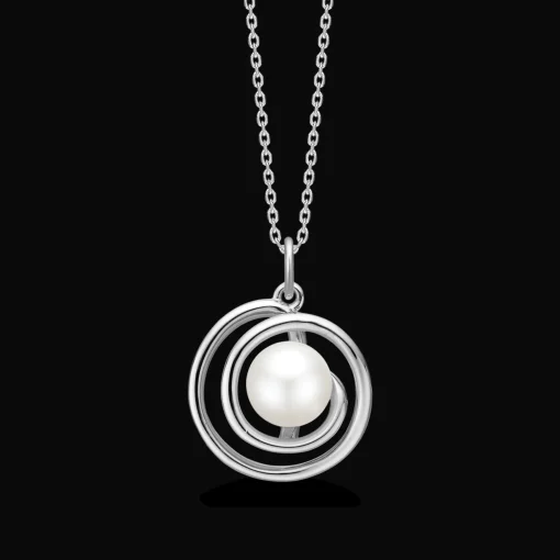Mads Z Sølv Swirl Pearl Sølv Halskæde