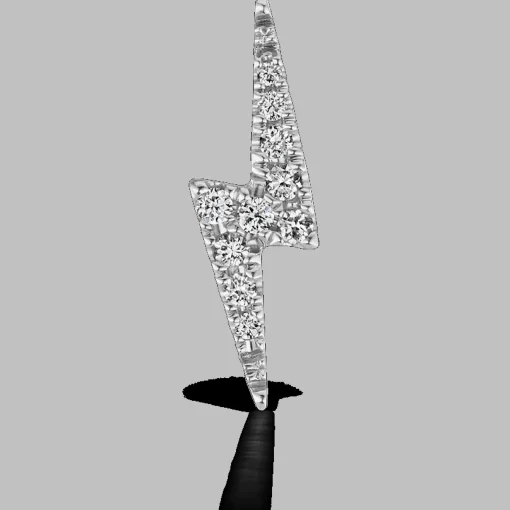 MARIA TASH 11mm Diamond Lightning Bolt Threaded Stud Hvidguld