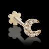 MARIA TASH Small Diamond Moon Threaded Stud 18k
