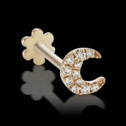 MARIA TASH Small Diamond Moon Threaded Stud 18k