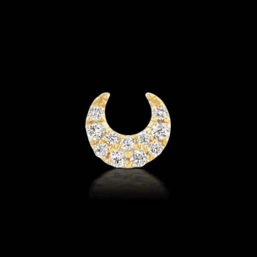 MARIA TASH Small Diamond Moon Threaded Stud 18k