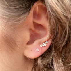 MARIA TASH Three Flower Garland Diamond Stud Earring 18k