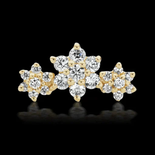 MARIA TASH Three Flower Garland Diamond Stud Earring 18k