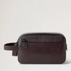 Mulberry Double Zip Wash Case Two Tone Leather Dark Chokolate
