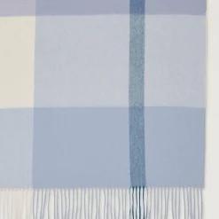 Mulberry Large Check Merino Wool Scarf Poplin Blue-White