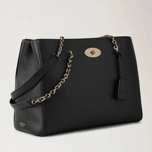Mulberry Lily Chain Tote Small Classic Grain Black