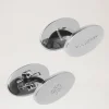 Mulberry Oval Reversible Cufflinks Silver Plated Brass