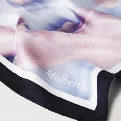 Mulberry Rose & Blue Border Square Scarf