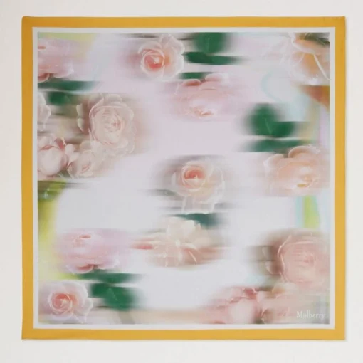 Mulberry Rose And Blur Border Square Scarf