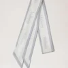 Mulberry Skinny Scarf - Logo Boarder Pale Grey-White Recycled Polyester