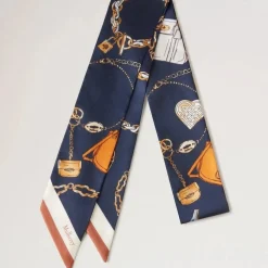 Mulberry Skinny Scarf Jewels & Charms - Night Sky/Teak