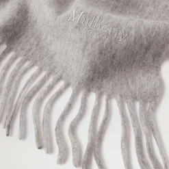 Mulberry Small Solid Merino Wool Scarf Grey