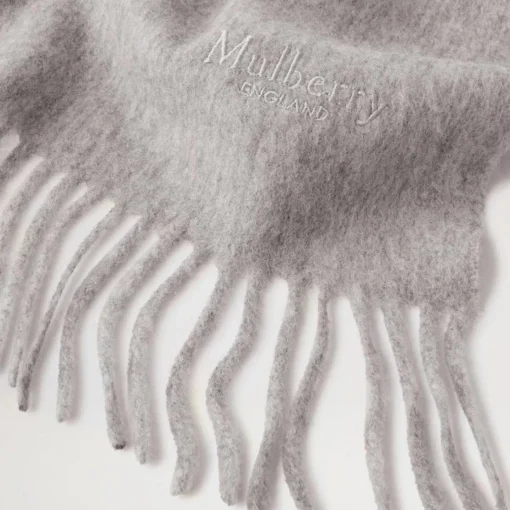 Mulberry Small Solid Merino Wool Scarf Grey