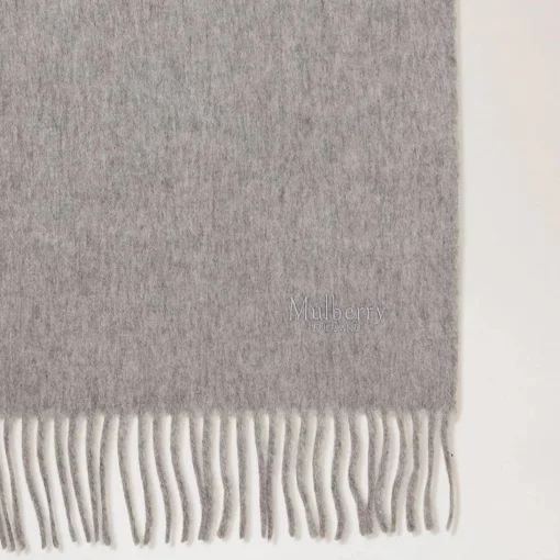 Mulberry Small Solid Merino Wool Scarf Grey