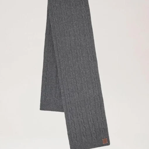 Mulberry Softie Chain Cable Knit Scarf Charcoal