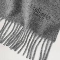 Mulberry Solid Merino Wool Scarf Grey Melange