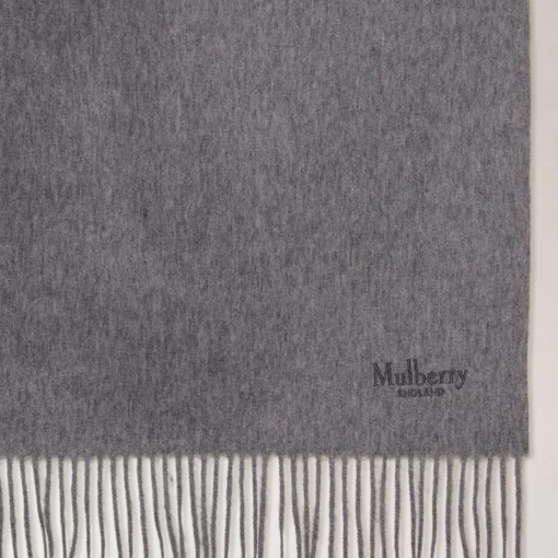 Mulberry Solid Merino Wool Scarf Grey Melange