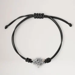Mulberry Tree Cord Bracelet - Black Sterling & Silver