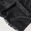 Mulberry Tree Rectangular Scarf Black Cotton Silk Blend