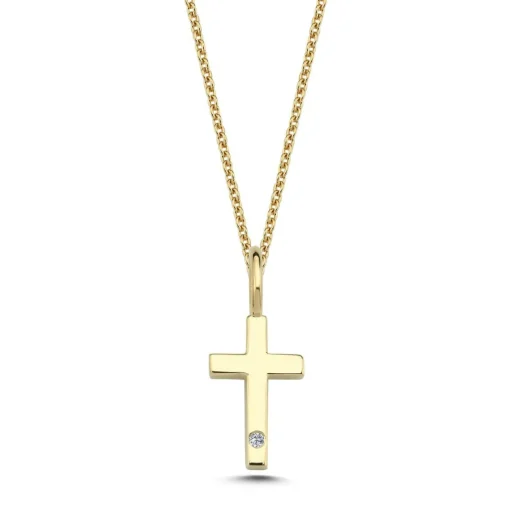 Nuran 14kt Guld Kors Med 0.005ct W.Si