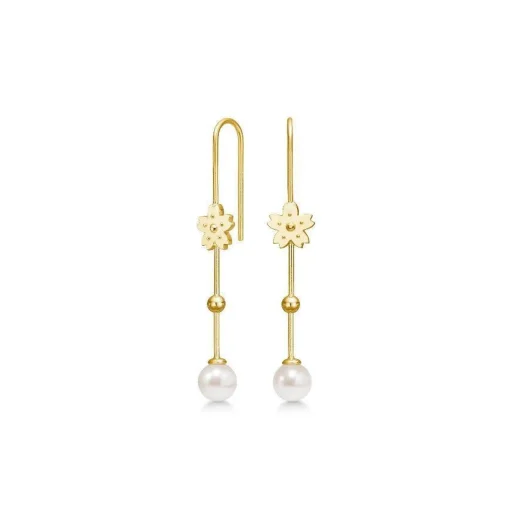 Polar Jewelry Sakura Hanging Pearl Forgyldt Øreringe