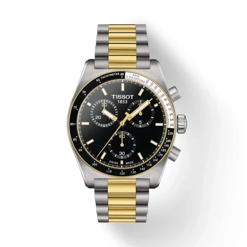 TISSOT PR516 CHRONOGRAPH GULD PVD MED SORT URSKIVE